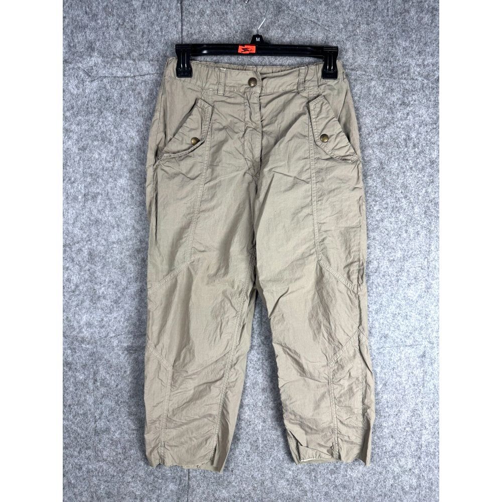 MR & MRS ITALY Pants Women's 38 (25 x 22") Beige Utility Military Crop Raw Hem